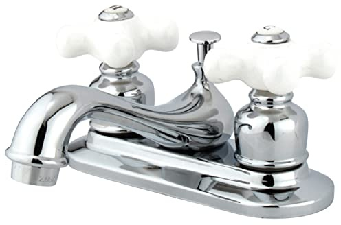 Kingston Brass KB601PX Restoration 4-Inch Centerset Lavatory Faucet with Porcelain Cross Handle, Polished Chrome