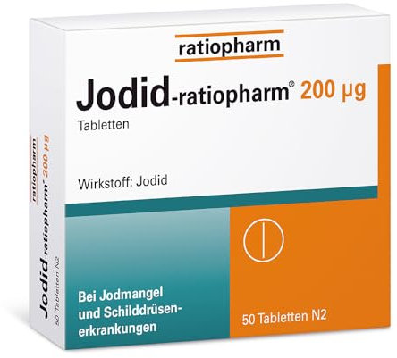 Jodid-ratiopharm 200 μg Tabletten – Zur Vorbeugung und Behandlung von Jodmangel und Schilddrüsenerkrankungen, 50 Tabletten