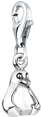 Nenalina Pinguin Karabiner Charm Anhänger Bettelarmband 925 Silber | Damen-Charm-Anhänger für alle gängigen Charmträger Charm-Club Clasp-Charms 925er Sterling-Silber