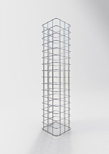 GABIONA Columna de gavión rectangular, malla de 5 x 5 cm, altura de 80 cm, cierre en espiral, galvanizado (17 x 17 cm)