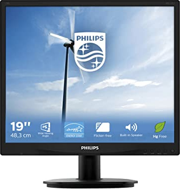 Philips 19S4QAB Monitor 19 LED IPS, Formato 5:4, Risoluzione 1280 x 1024, 5 ms, DVI, VGA, Inclinabile, Casse Audio Integrate, Attacco VESA, Flicker Free, Nero