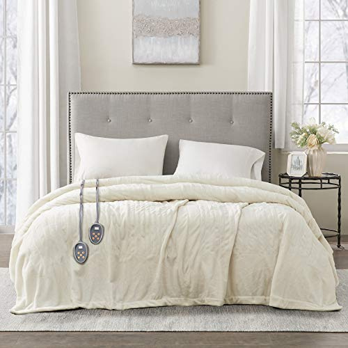 Beautyrest Heated Electric Blanket for Cold Weather, Fast Heating Heated Blanket, Auto Shut Off, Virtually Zero EMF, Multi Heat Setting, UL Certified, Ivory Queen (90 inx84 in)