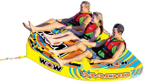 WOW Sports 16-1030 Wow World of Watersports, Towable, Boat, Multiple Riding Positions-Macho Combo 1-3 Personen Deck Tube, gelb, 3