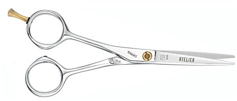 TONDEO Friseurschere ATELIER classic LEFT 5.5| klassische Griffhaltung | Linkshänder Haarschere | Chromstahl aus Solinger Sonderschmelze | Slice-Schneide | poliert | Made in Solingen