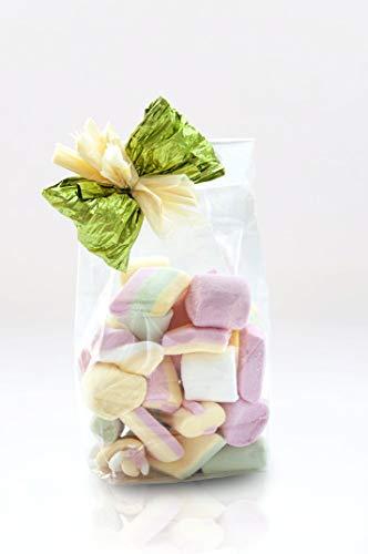 Italpak Bolsas de Celofán Transparentes con Base Cuadrada, Bolsas Plastico para Chuches, 50 Piezas, 14+8x35cm