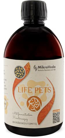 MikroVeda Life für Hunde und Katzen, Enzymferment als Ergänzungsfuttermittel, Effektive Mikroorganismen, Verdauungshelfer, MikroVeda-Technologie (250ml)