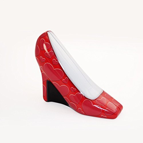 The Silver Crane Company biscottiera, Dose barattolo regalo scatola classe etto High Heels chiaro rosso con cuori in bianco latta