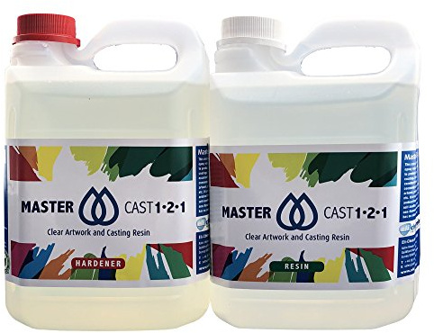 MASTERCAST 1-2-1 Epoxidharz mit Härter Set zum Gießen 4k g für Fluid-Painting | glasklar und UV stabilisiert | Clear Epoxy Casting Pouring Resin