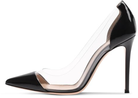 EDEFS Damen Größe Geschlossene Pumps Zehenkappe Transparent Rutsch Stiletto Party Hochzeit Schuhe