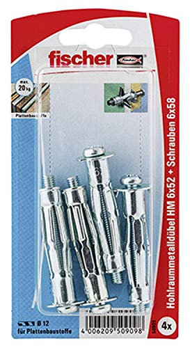 Unbekannt Hohlraum-Metalldübel HM 6 x 52 SK SB-Karte, 4 x Schraube M 6 x 60, 050909