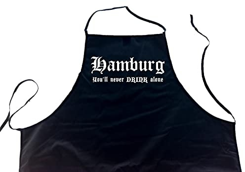 ShirtShop-Saar Hamburg - You'll Never Drink Alone; Schürze (Latzschürze - Grillen, Kochen, Berufsbekleidung, Kochschürze), schwarz