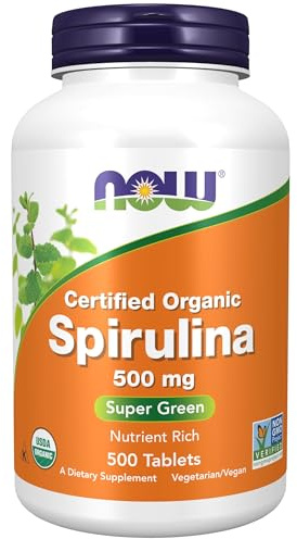 NOW Foods Supplements, Organic Spirulina 500 mg with Vitamins, Minerals and GLA (Gamma-Linolenic Acid), 500 Tablets
