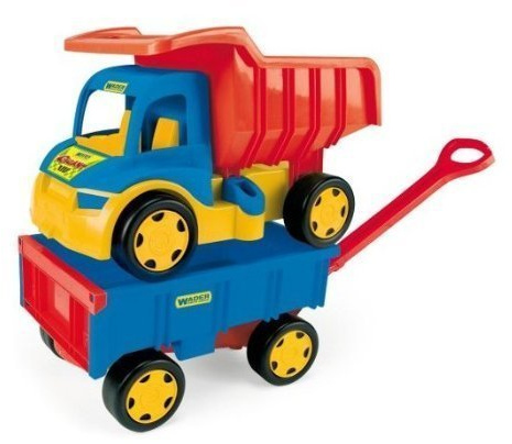 Wader 65100 Gigant Truck mit Anhänger/Handwagen Kipper Lastwagen Hänger XXL LKW Dumper