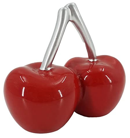 Red and Silver Art Deco Cherry Decoration with Silver Stem Fruit Display Piece