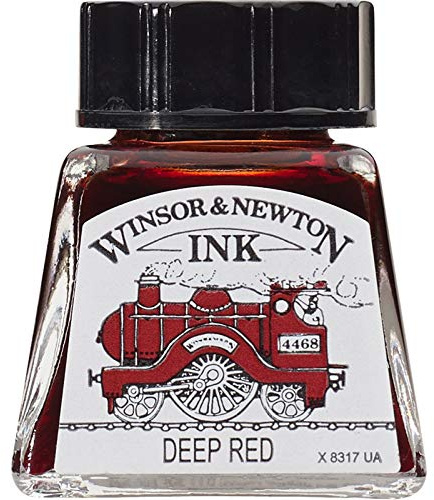 Winsor & Newton 1005227 Drawing Inks - Zeichentusche für Kalligraphen, Illustratoren, Grafikern, Künstler - wasserbeständige Farben, herrvorragender Transparenz, 14ml Flasche - Tiefrot