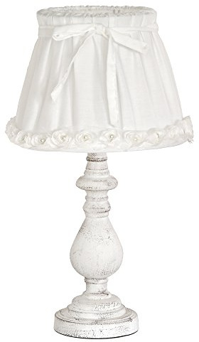 Grafelstein Tischlampe ROSY DREAMS weiß mit kleinen Stoffrosen am Rand Rosenrand E14