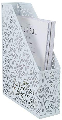 EasyPAG Zeitschriftensammler A4 Metall Büro Schreibtisch Organizer Dokumentenhalter Aktenablage Zeitschriftenhalter Briefablage Papier Magazin Organisator,Weiß