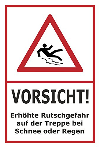 Melis-Folienwerkstatt Schild Rutschgefahr Treppe - 15x10cm - Bohrlöcher - 3mm Hartschaum – 20 VAR S00018-046-B