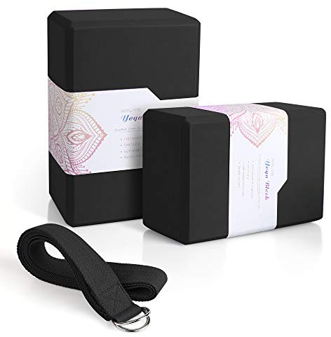 ARLTB 2 Pack Yoga Blocks 9x 6x 4 EVA Foam Blocks with Strap, High Density Block for Support and Deepening Poses