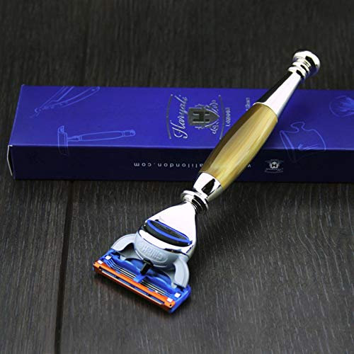 Haryali London Hand Assembled Imitation Horn Mach 3 stunning Men's Shaving Razor.