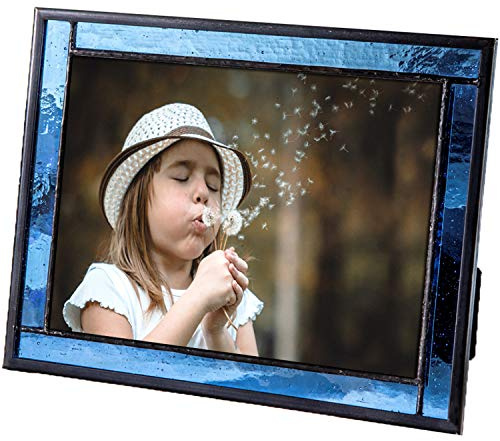J Devlin Glass 5x7 Stained Glass Picture Frame — Tabletop Photo Frame, Holds 5x7 Photos, Displays Horizontally or Vertically, Artisanal Home Decor Gift
