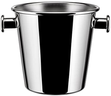 Alessi 5051 Eiseimer mit Griffen und Rost aus Edelstahl 18/10 glänzend polierte Aussenseite, mattierte Innenseite