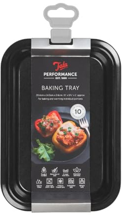 Tala Performance bakplåt, kolstål av professionell tjocklek, med non-stick Eclipse-beläggning, perfekt för matlagning och stekning, 12 x 18 x 2 cm | Non-stick belagd miniplåt för små portioner och tillbehör, innermått 18 x 12 cm, robust och formstabil i ugnen
