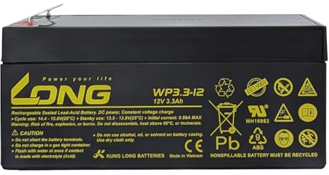 Bleiakku Batterie Kung Long WP3.3-12 12V 3,3Ah AGM Blei Accu wartungsfrei