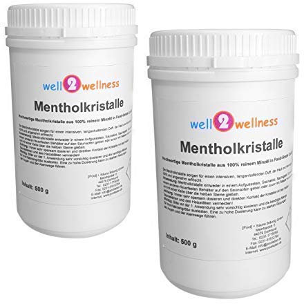 Well2wellness® Mentolo Intensivo 1,0 kg (2 x 500g Barattoli) - Dalla 100% Puro Minzöl