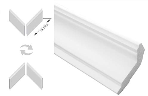 Paquete de ahorro de recortes E-32-NK | incl. esquinas prefabricadas | ligero y estable | espuma de poliestireno extruido | de estuco | blanco moderno | XPS | 28 x 51 mm | 40 metros + 5 esquinas