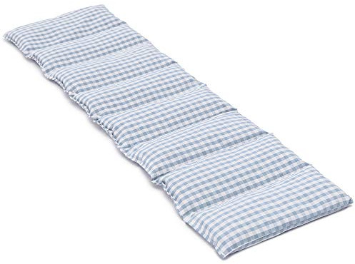 Kirschkernkissen XXL 8-Kammer, 75x20cm - Bio Stoff hellblau-weiß - Wärmekissen Körnerkissen