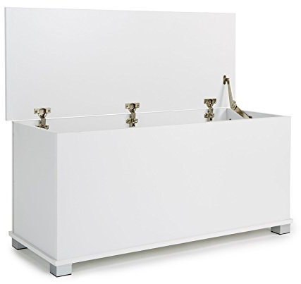 Home Source Ottoman Storage Toy Chest Bedding Blanket Box, White, 99cm