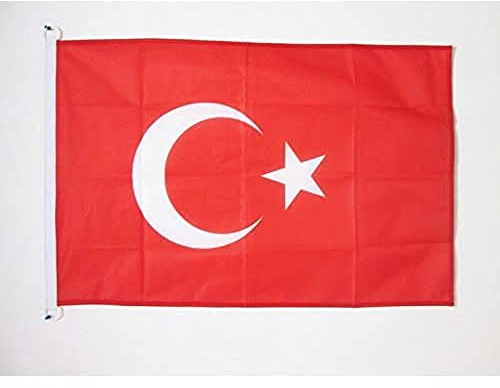 AZ FLAG Bootsflagge Türkei 90x60 cm Mesh-Polyester Kunststoffringe | Für außen und Boote Türkische Bootsflagge Türkiye wetterfest mit doppelten Nähten und verstärkten Kanten