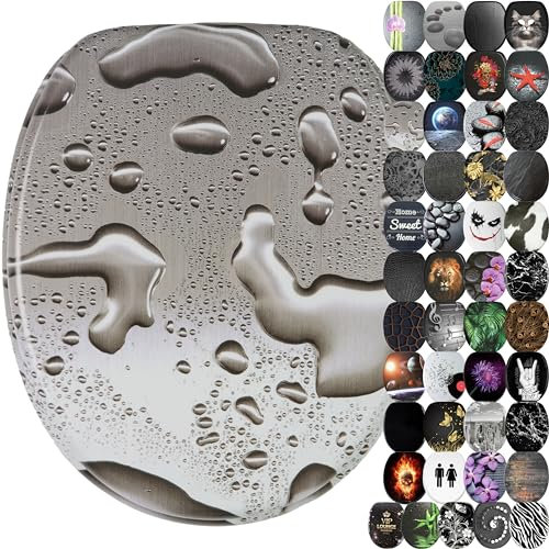 Sanilo WC Sitz mit Absenkautomatik, viele schöne schwarze Toilettendeckel zur Auswahl, hochwertige und stabile Qualität aus Holz (Dewdrop)