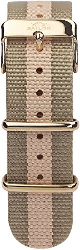 Sailor Classic Damen und Herren Nylonarmband Habour in Hellbraun beige, Schließe roségold oder Silber, 20 mm Breite (normal)