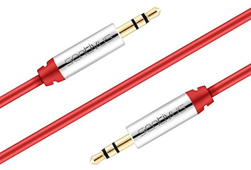 Sentivus 3m Aux Kabel, Audio Klinkenkabel 3,5mm für iPhones, iPads, Smartphones, Tablet & andere Stereo Geräte, rot