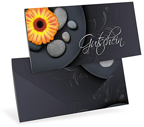 Gutscheinkarten (10 Stück) - Geschenkgutscheine für Wellness, Massage, Kosmetik - DIN lang Faltkarte verschließbar, blanko Vordruck zum Eintragen der Werte