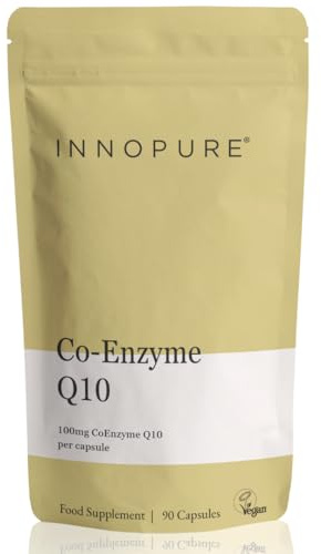 INNOPURE CoQ10 Supplement - 90 Capsules - 3 Month Supply - Each Capsule Providing 100mg of Pure Coenzyme Q10, Naturally Fermented, Vegan Approved - High Strength - Made in The UK