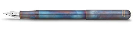 Kaweco LILIPUT Füllhalter Fireblue I Exklusiver Edelstahl Füllfederhalter für Tintenpatronen inklusive Retro Metallbox I Füller 12,5 cm I Federbreite: EF (Extra Fein)