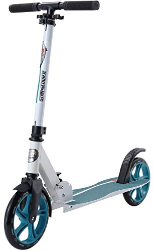 STAR SCOOTER Aluminium Kick Scooter Kinder Tret Roller für Jungen und Mädchen ab 7 Jahre | Big 205mm Wheel mit Wave Trittbrett auch für Erwachsene