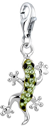 Nenalina Gekko Karabiner Charm Anhänger Bettelarmband 925 Silber | Damen-Charm-Anhänger für alle gängigen Charmträger Charm-Club Clasp-Charms 925er Sterling-Silber