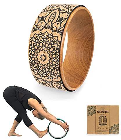 Myga Yoga Wheel - Exercise Prop great for Back Pain, Yoga Poses, Pilates, Stretches, Backbend Inversions and Bridge Position - Improves Flexibility, Balance and Core Strength - Cork Mandala