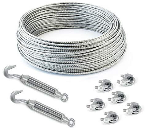 50 m draglina set 5 mm 6 x 19 + FC + 6 st. slingor 5 mm DIN 741 + 2 x SPANNlås M5 HAKEN – ÖSE förzinkat stålrep skogsrep rep rep tråd ståltråd tråd tråd tråd tråd tråd rep klämma anslagsrep Spänningslås spännlås lina nyckel