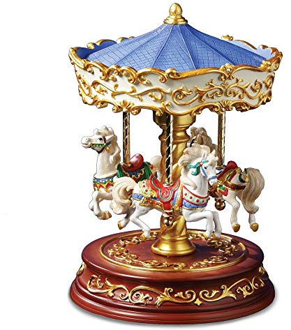 The San Francisco Music Box Company Heritage 3 Horse Rotating Carousel Figurine by
