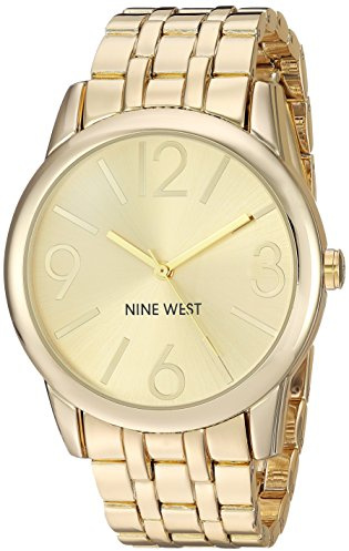 Nine West Women's NW/1578CHGB Champagne Dial Gold-Tone Bracelet Watch