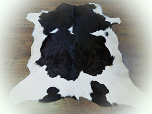 KUHFELL Kalbfell Stierfell Fell Teppich weiss - dunkelbraun 135x135cm #731