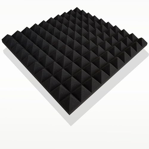 324x Pyramiden-Schaumstoff, Platten in je ca. 49x49x4cm (=ca. 81 m²), in der Farbe Anthrazit Schwarz, Pyramidenschaum, Noppenschaumstoff, Akustikschaum