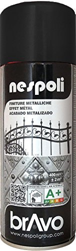 Nespoli Pintura en Spray, Color Negro, Efecto Metalizado, 400 ml, Acabado Profesional