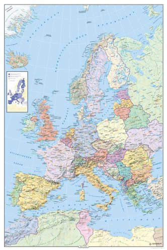 empireposter LandkartenPolitische EuropakarteMaßstab: 1/6,75Mio. Poster + 2 St Posterleisten Kunststoff 62 cm transparent