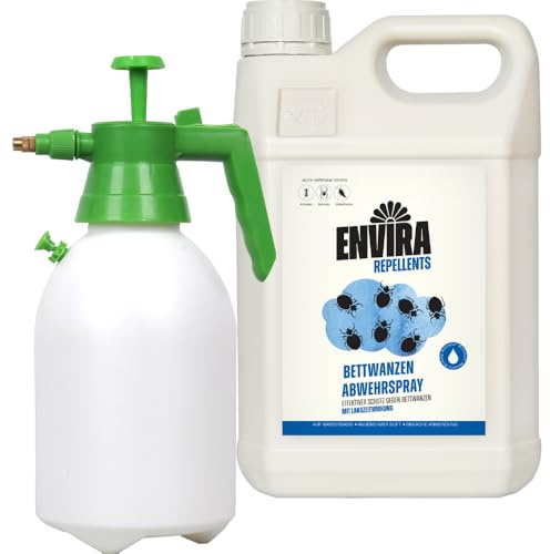 Envira Bettwanzenspray 5 Liter + 2L Sprüher - hochwirksam gegen Bettwanzen | Bettwanzen Spray mit Langzeitwirkung gegen Bettwanzen - effektiv für Wohnung, Hotel, Matratzen und auf Reisen